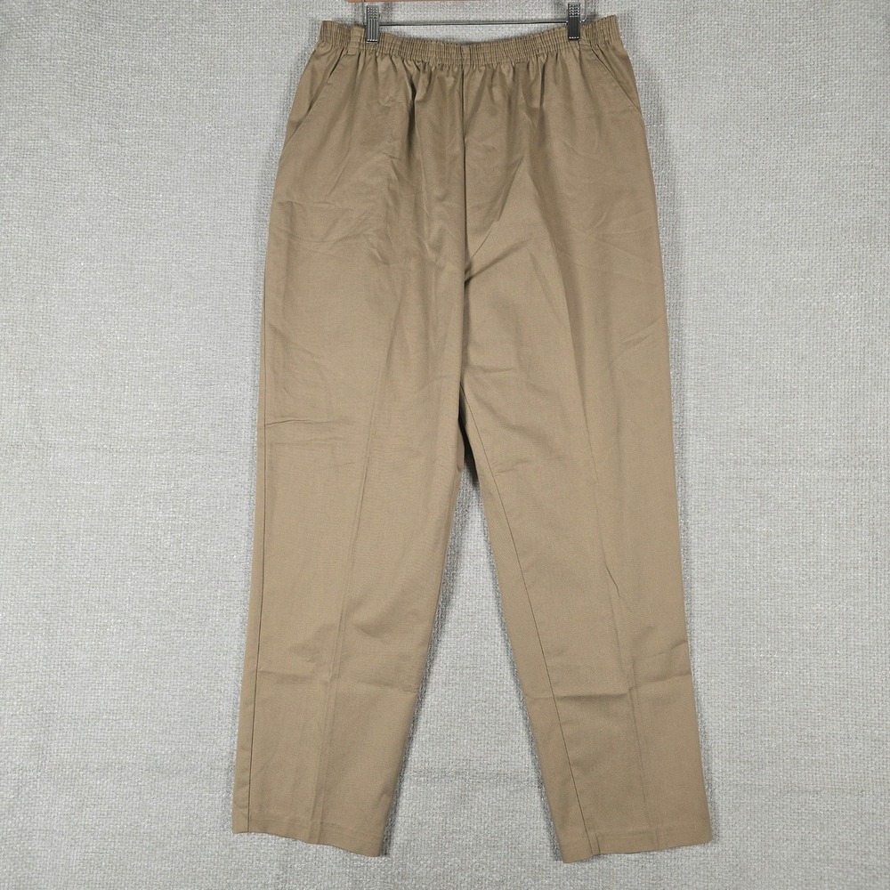 Favorites Womens Size 24‎ Tan Khaki Elastic Waist Pull On Straight Leg Pants USA